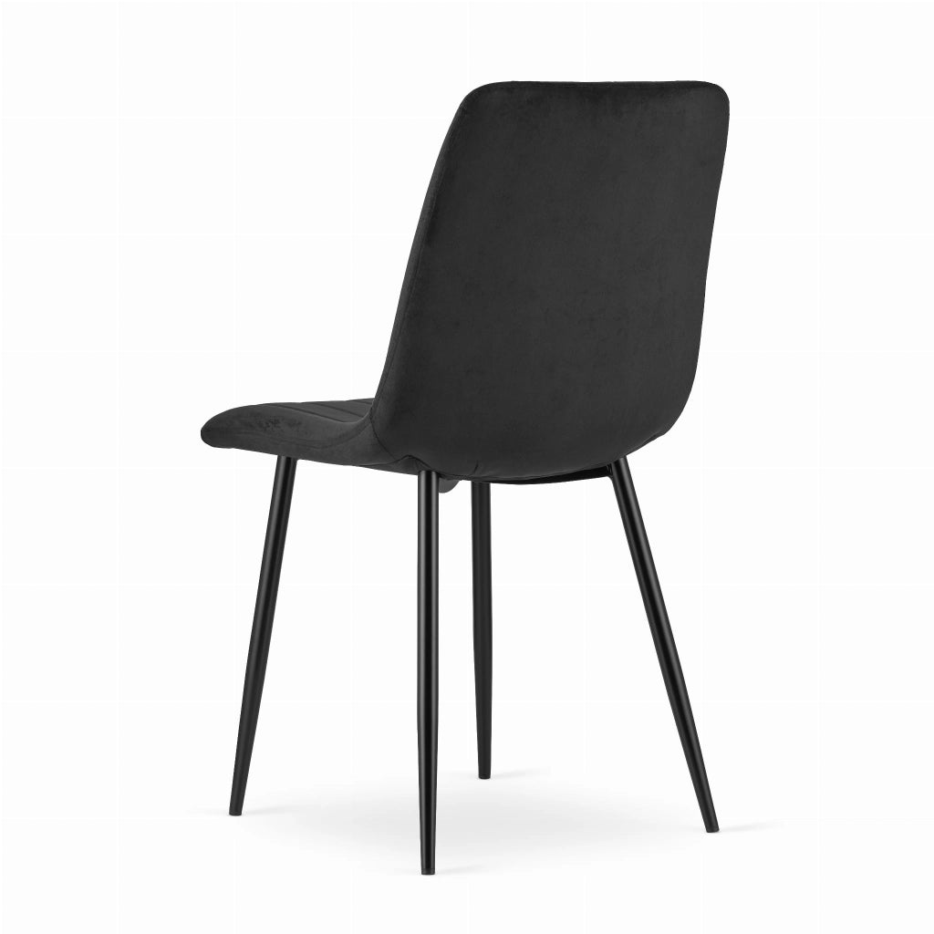 Sedia Valora JEWA in velluto nero dal design ergonomico per il soggiorno x4