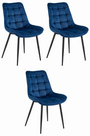Sedia VALORA BERA - Velluto blu navy con gambe nere x 3
