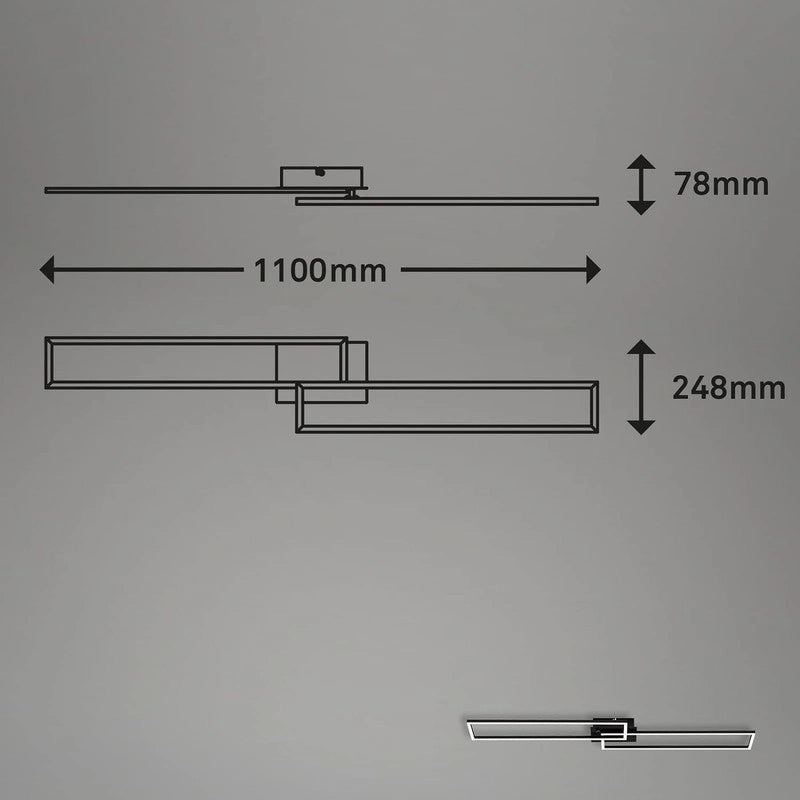 Briloner plafoniera applique led 110 cm 40w 4400lm nero