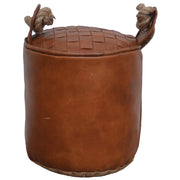 Fermaporta in pelle e corda marrone 20x20x20h cm