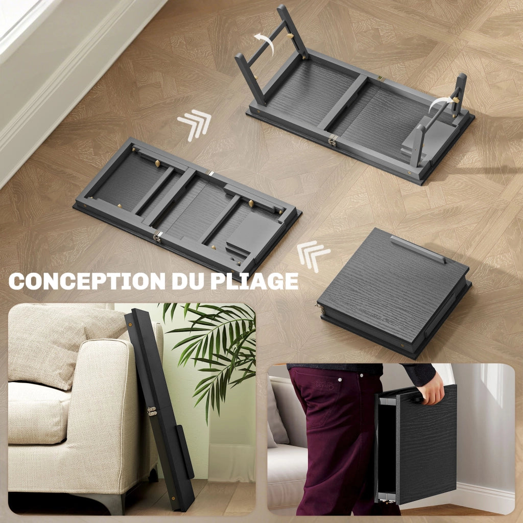 Tavolino da letto pieghevole regolabile in bamb¨´ per laptop con piano inclinabile ¨C Xylo ¨C 83,5x33x34cm nero