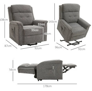 Poltrona reclinabile elettrica con funzione alzapersone, capacità 170 kg, grigio, 89x96x108 cm