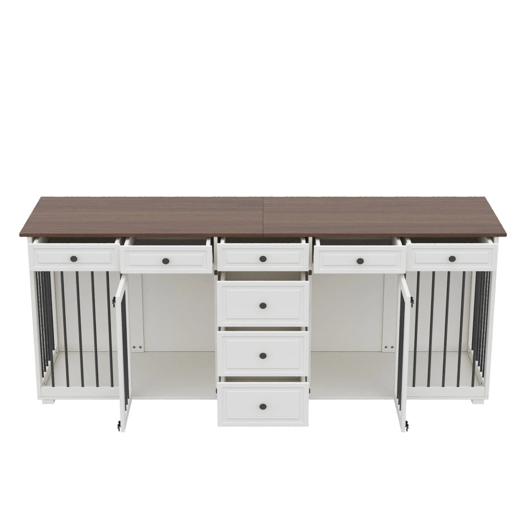 Mobile per cani e porta TV ¨C Minimal ¨C noce, bianco, truciolato e metallo, 200x60x85 cm