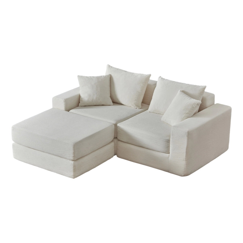 DIVANO modulare 259,5x96x80 cm bianco con base antiscivolo