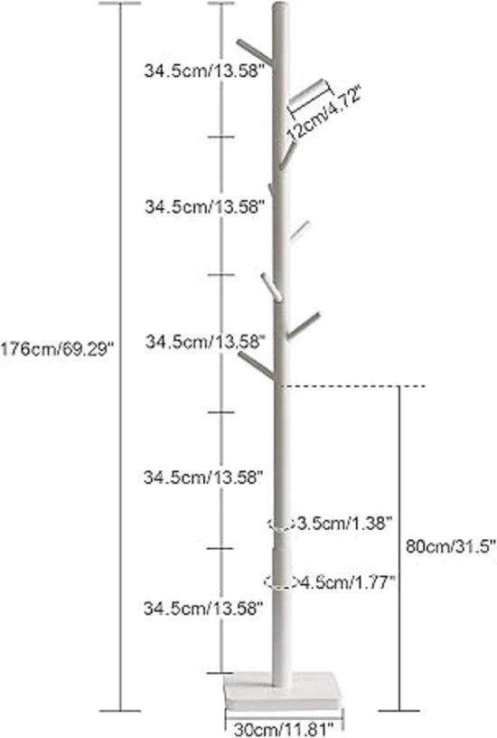 Supporto a muro a forma di boomerang, 29 x 29 x 176 cm