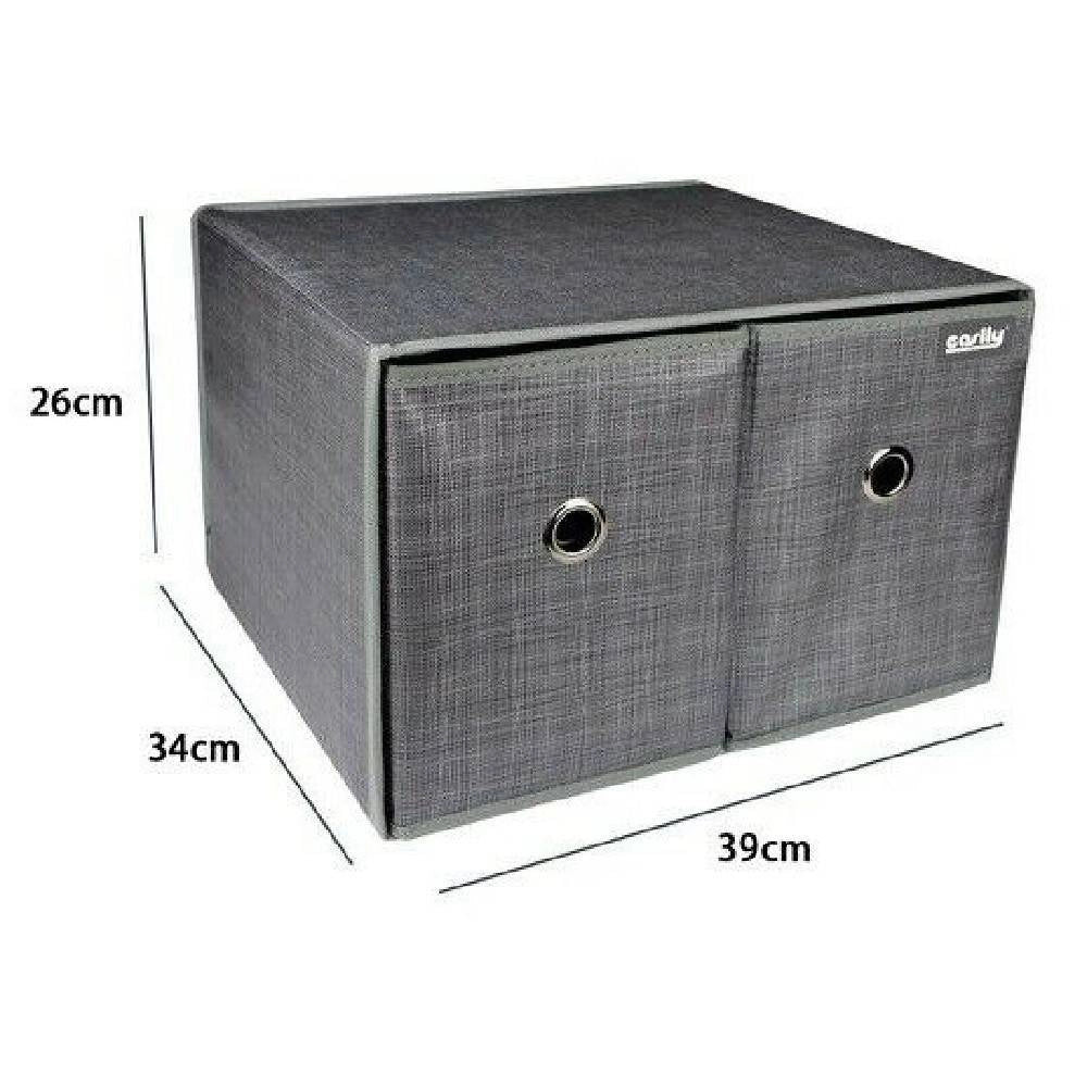 Trade Shop - Box Scatola Salvaspazio Contenitore 2 Cassetti Organizer 39 X 34 X 26 Cm 69727 -