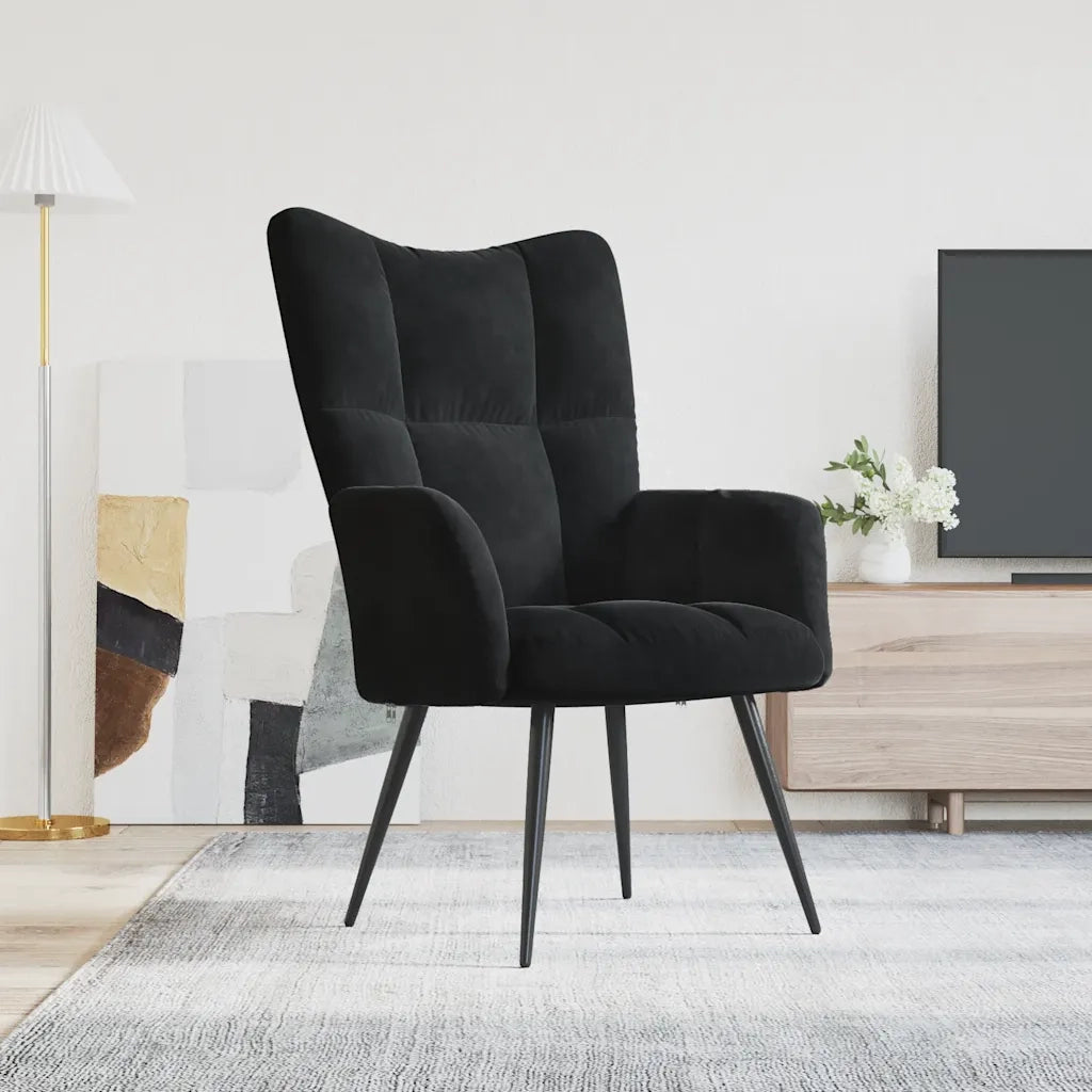 Poltrona Relax Nera in Velluto 328079