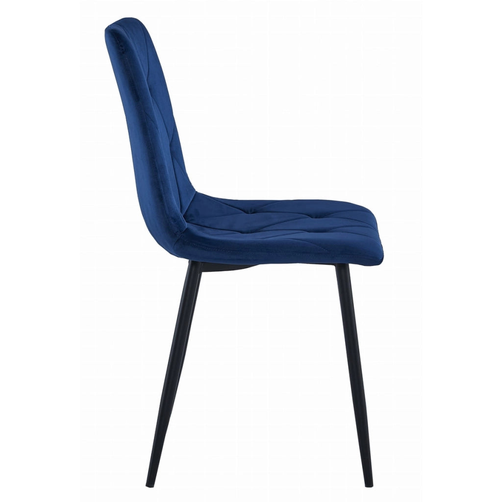 Sedia Libra in Velluto Blu Notte con Gambe Nere