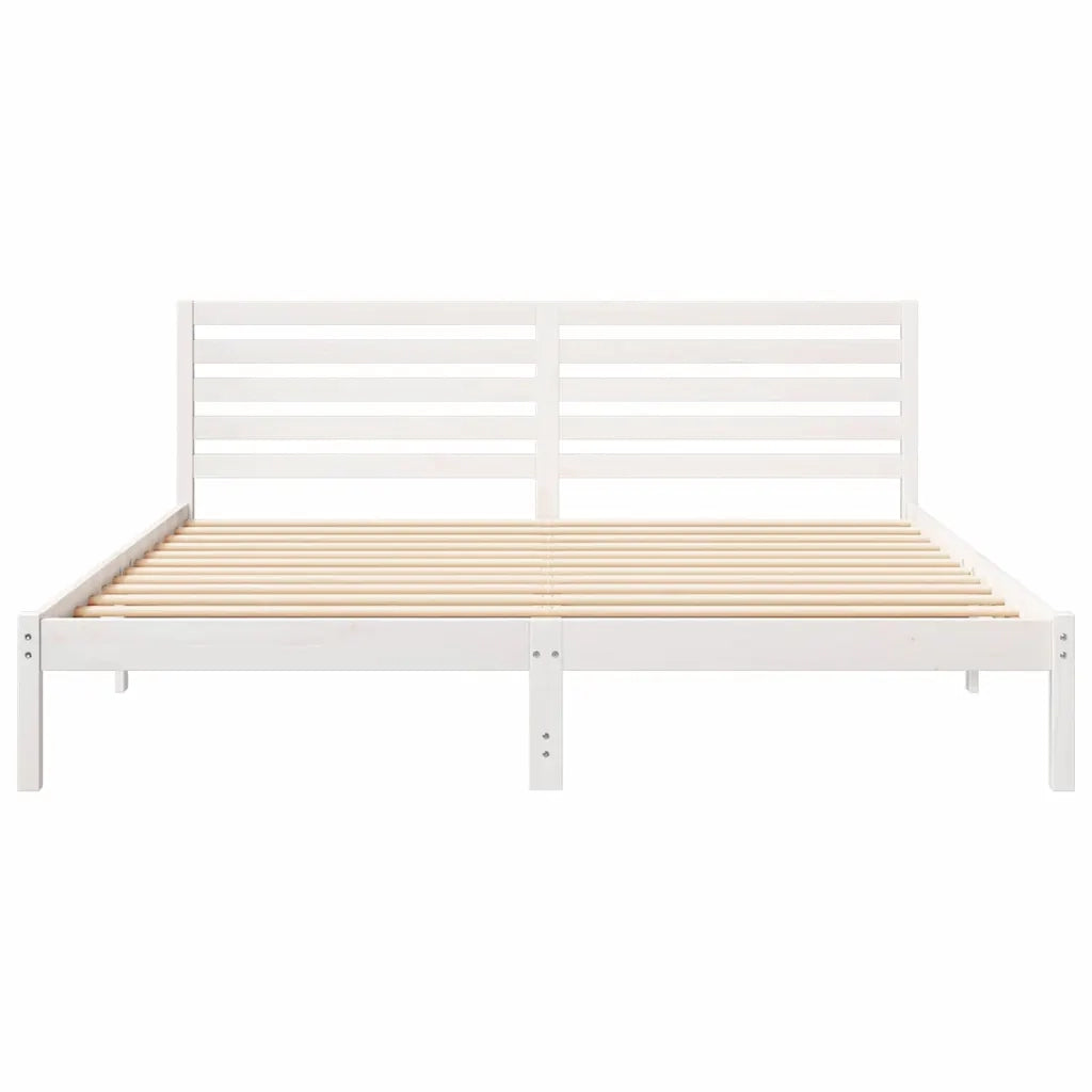 Struttura del letto-Giroletto-Rete del Letto Bianco 200 x 200 cm Pino massello 721590