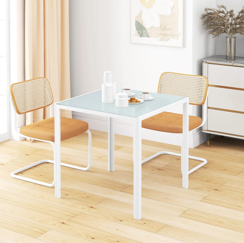 Tavolo da pranzo quadrato in vetro 75x75 cm bianco