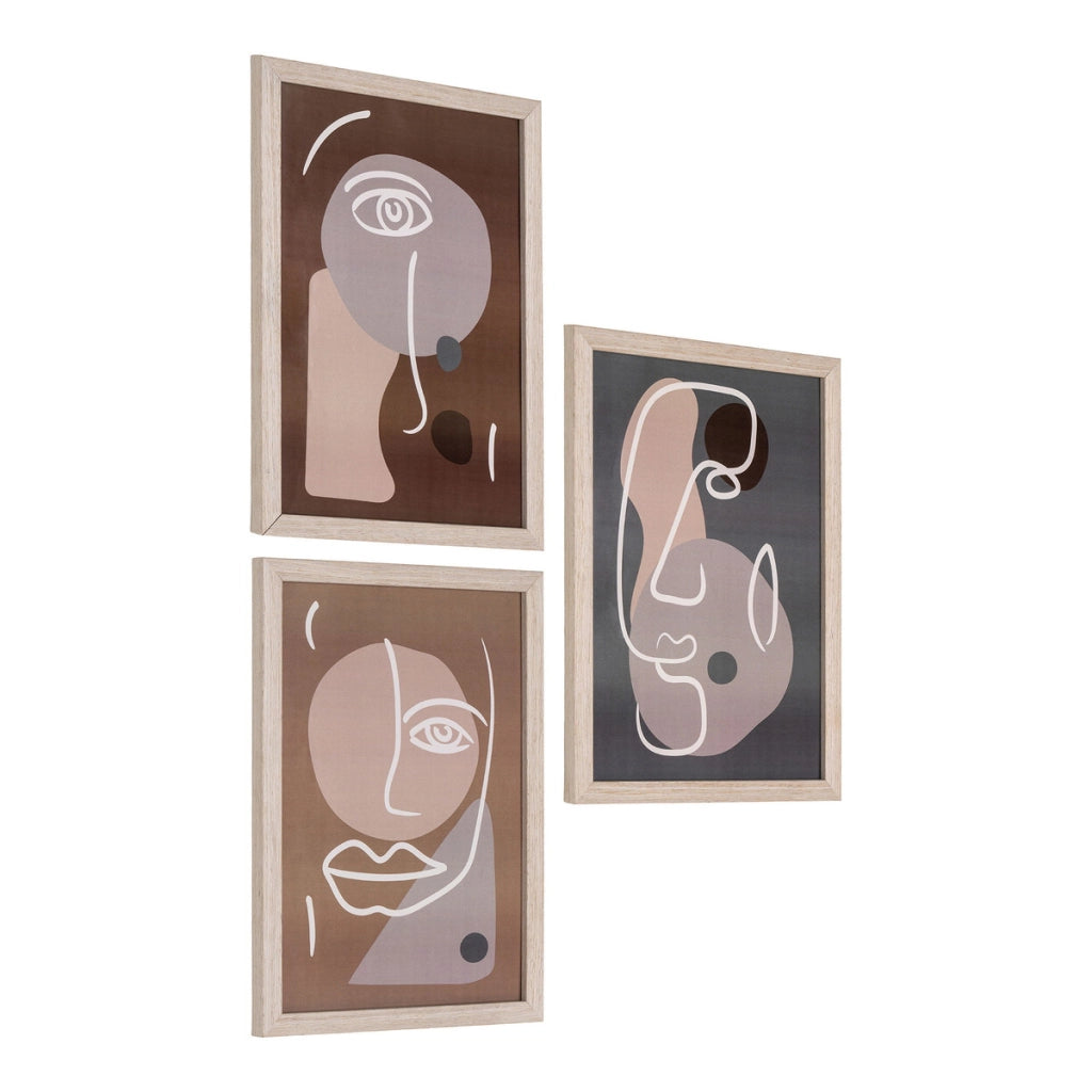 Set di 3 Quadri Madison, Marrone, MDF, 30x21x1,5 cm