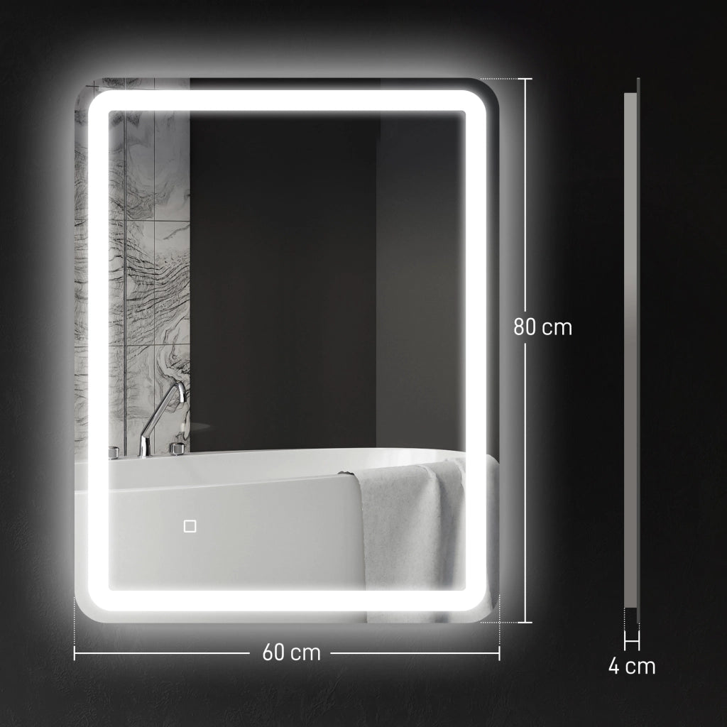 Specchio da Bagno Illuminato con Touch ¨C Minimal ¨C Argento 60x80