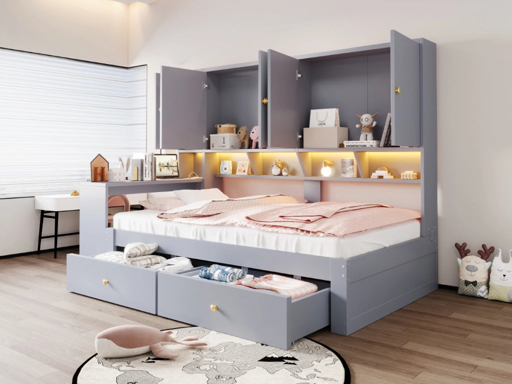 letto multifunzione mdf grigio 95 x 235 cm
