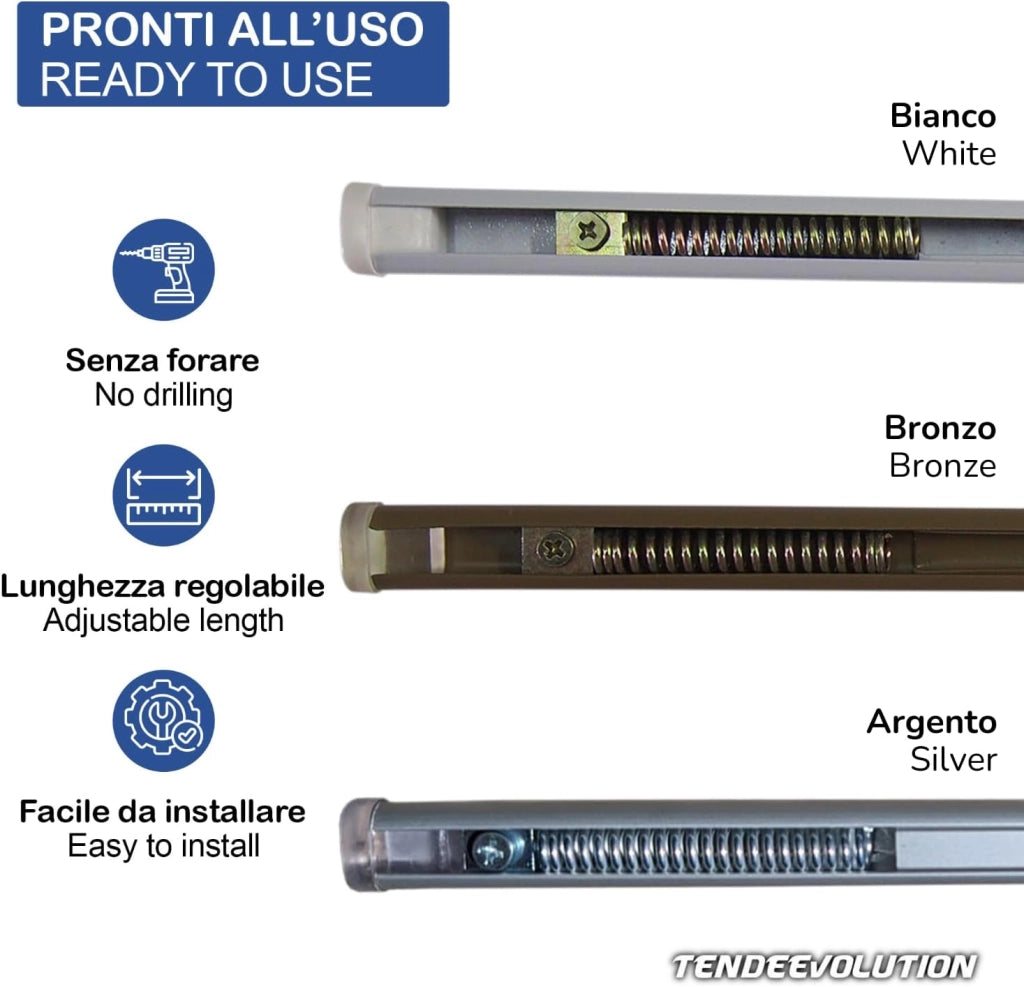 Bastoncino Tenda a Pressione Regolabile 56-90cm | Ferro Bronzo | Bacchetta a Molla Astina