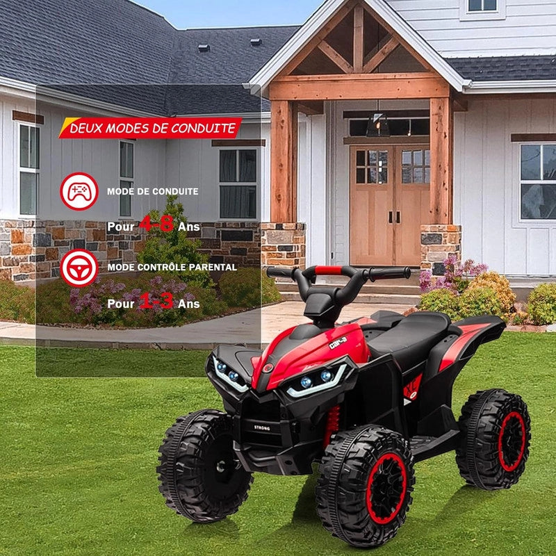 Quad Elettrico per Bambini 12V ATV con Ruote EVA; Telecomando; Sospensioni; Bluetooth e Fari LED