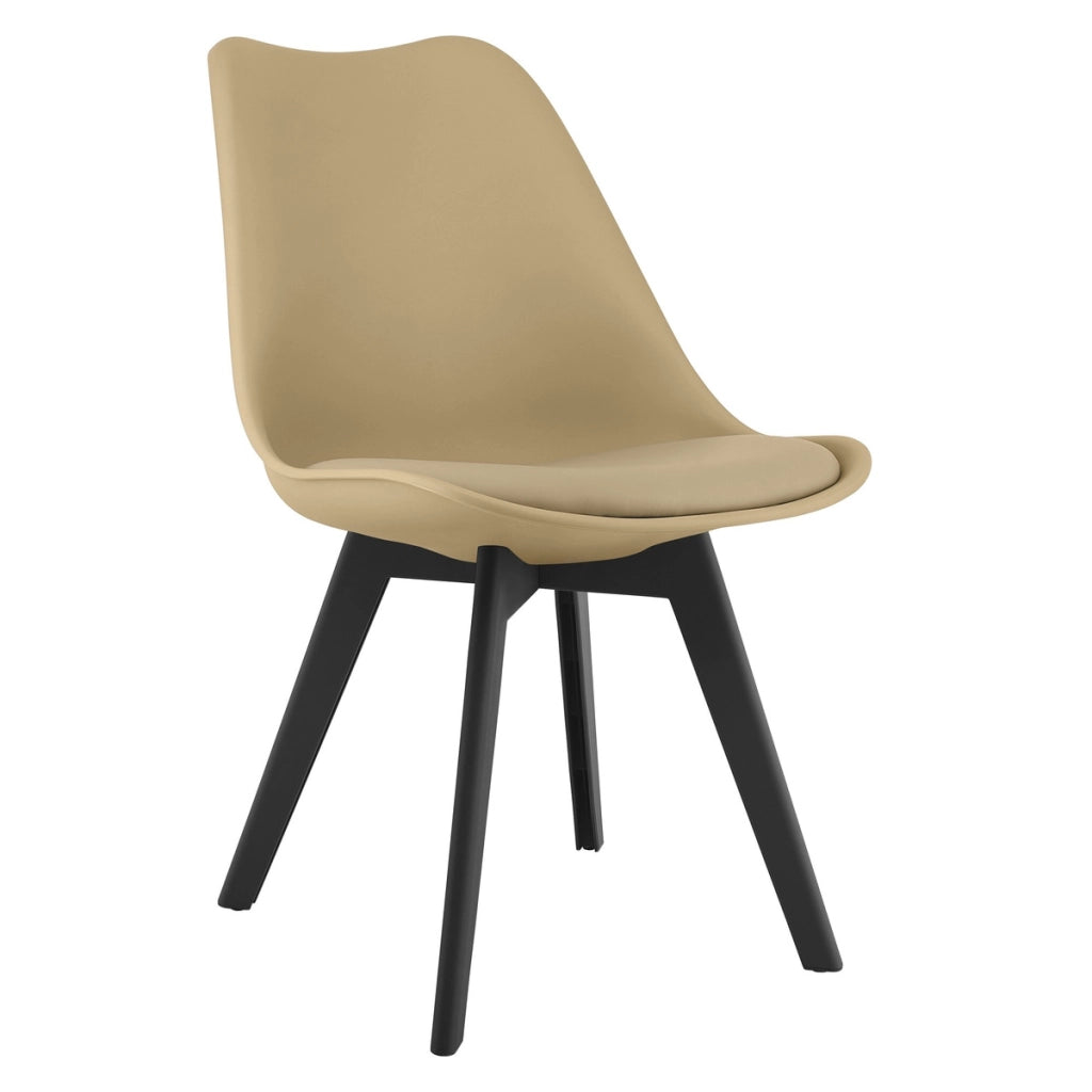 Sedia Mark con cuscino in ecopelle beige scuro