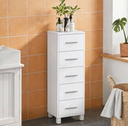 Mobile bagno stretto con 5 cassetti bianco