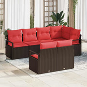 Set Divano da Giardino 7 pcs Marrone e Rosso polyrattan 3355093