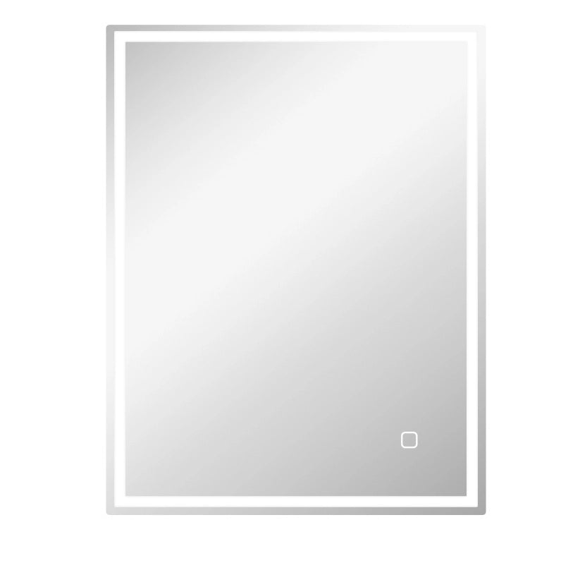 Specchio da bagno LED 90x70 cm con illuminazione dimmerabile e funzione memoria, design in vetro temperato argento