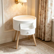 COMODINO con Cassetto 38x38x45 cm Bianco e Legno Chiaro
