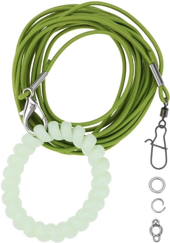 - Harnas per addestramento per uccelli - Corda - Adatto per pappagalli e pappagalletti - Anello 4# - Verde - Corda per addestramento in volo 3M (compatibile per colombi)