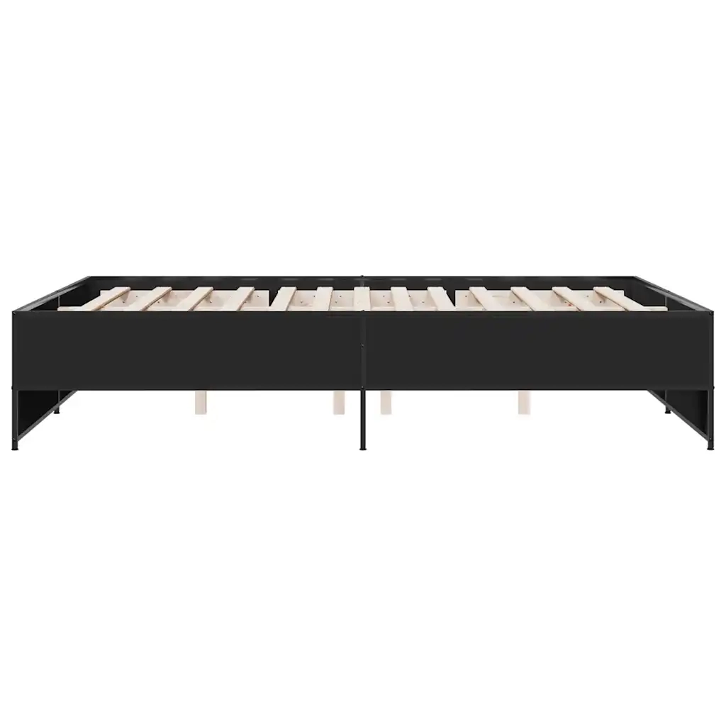 Giroletto Nero 140x200 cm in Legno Multistrato e Metallo 3279887