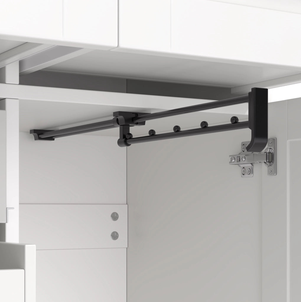 Armadio guardaroba 4 ante con 5 cassetti e 2 appendiabiti; 90x50x200 cm; MDF bianco
