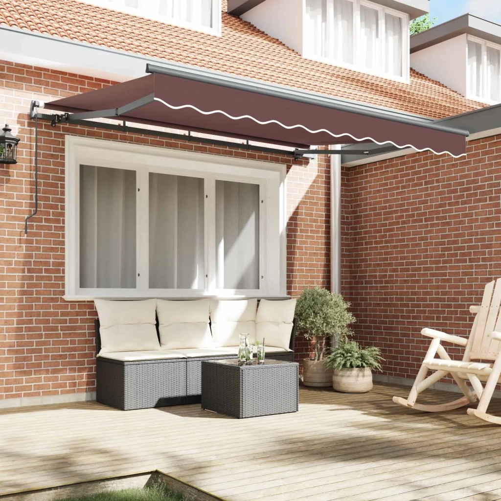 Tenda retrattile-Tenda parasole per balcone Marrone 350 x 200 cm Tessuto 804298