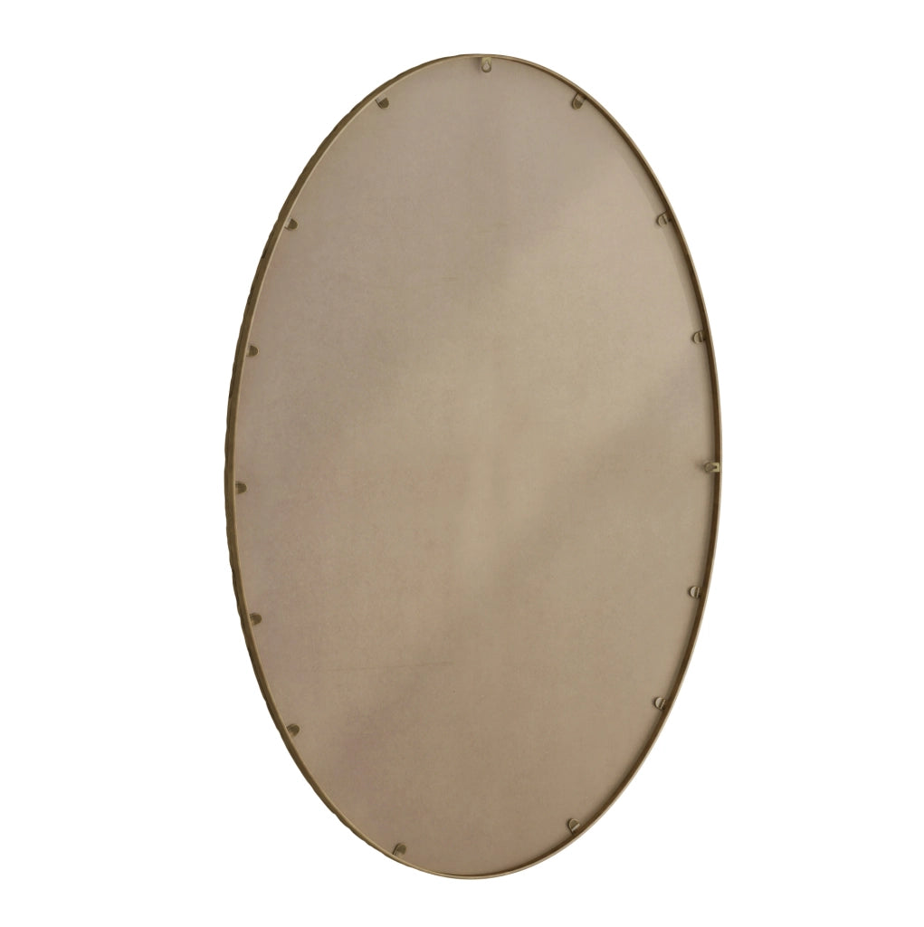 Specchio Ovale da Parete in Ferro Battuto con Effetto Antico, Cornice Dorata, per Bagno, Camera e Soggiorno