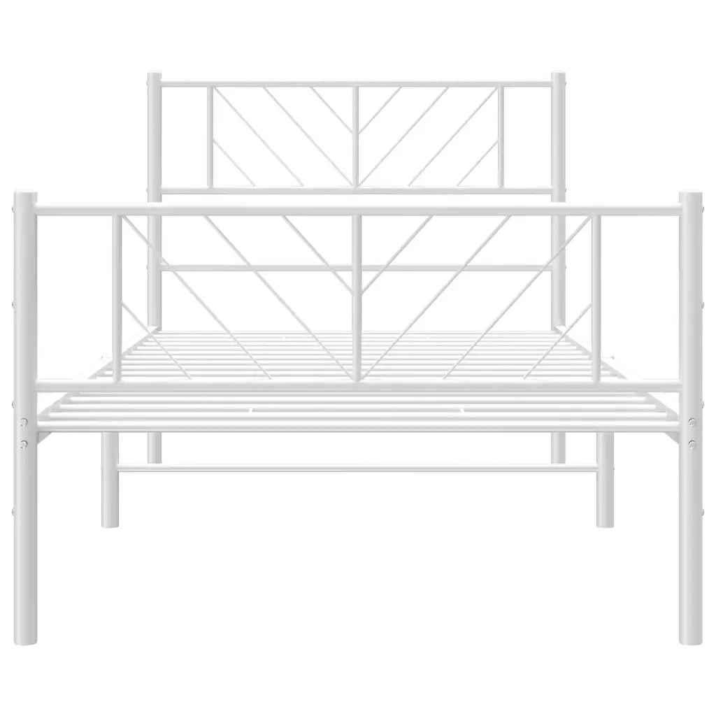 Giroletto con Testiera e Pediera Metallo Bianco 107x203 cm 372242