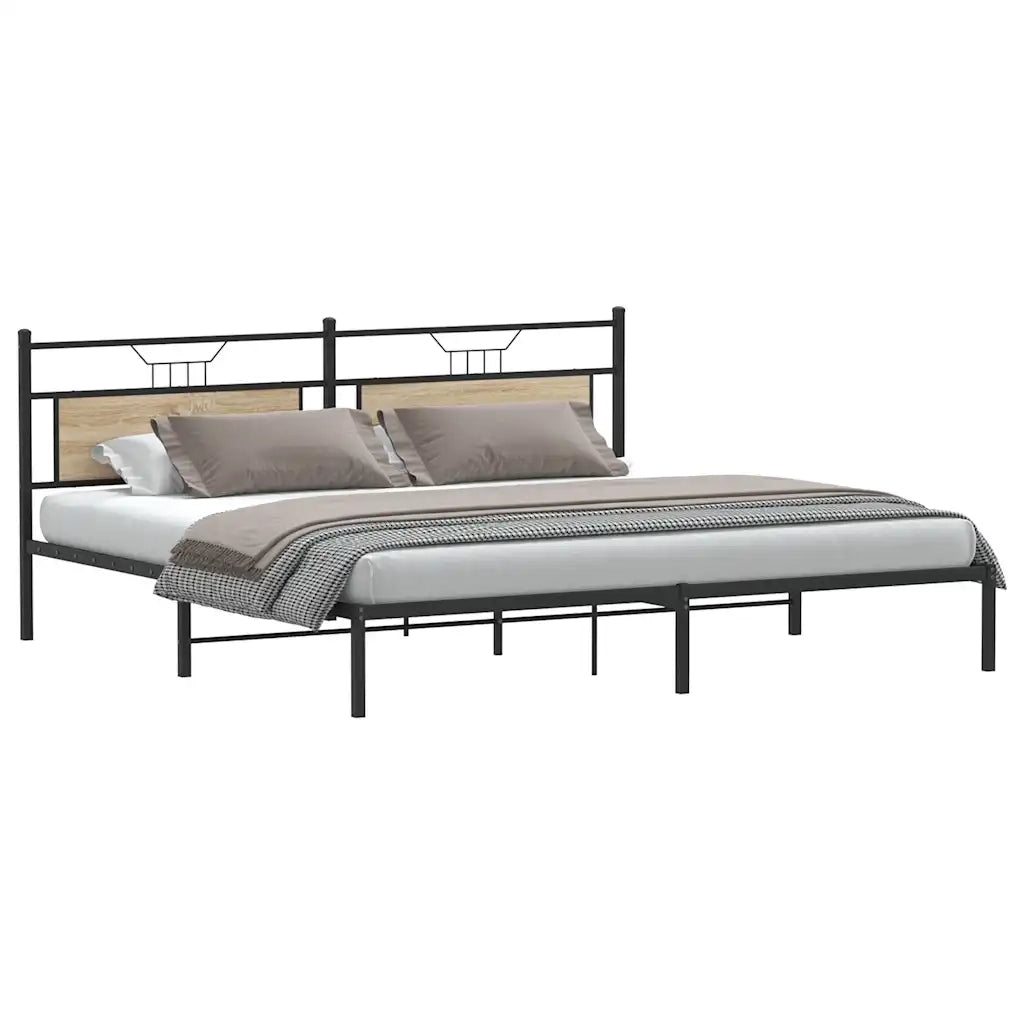 Letto matrimoniale | Letto per adulti | Giroletto senza Materasso Rovere Sonoma 193x201cm in Truciolato