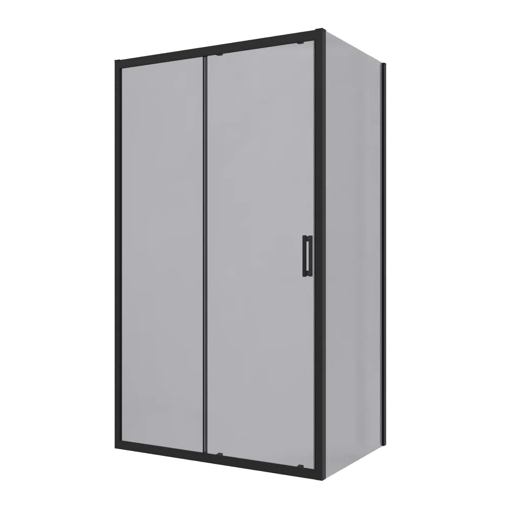 Box doccia 70x115 cm scorrevole profili nero opaco vetro temperato 6mm fumè anticalcare h198 | Tahiti