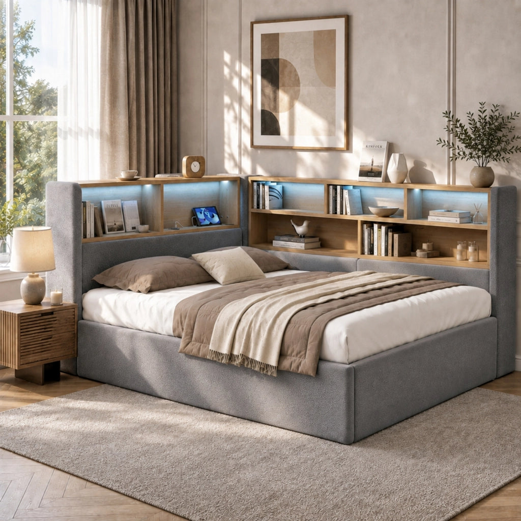 letto imbottito velluto grigio 110 x 225 cm