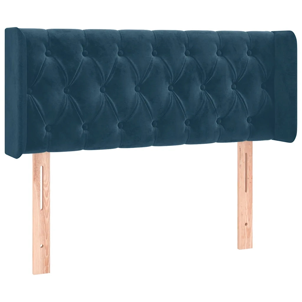 Testiera | Testata ad Orecchio Blu Scuro 103x16x78/88 cm in Velluto