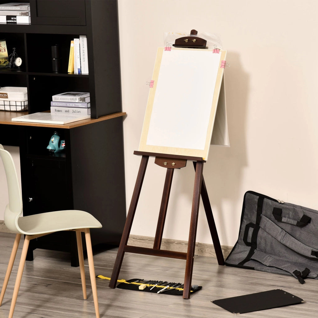 Cavalletto Treppiede da Pittura 51,5x71,5x134,5 cm in Legno di Pino Marrone