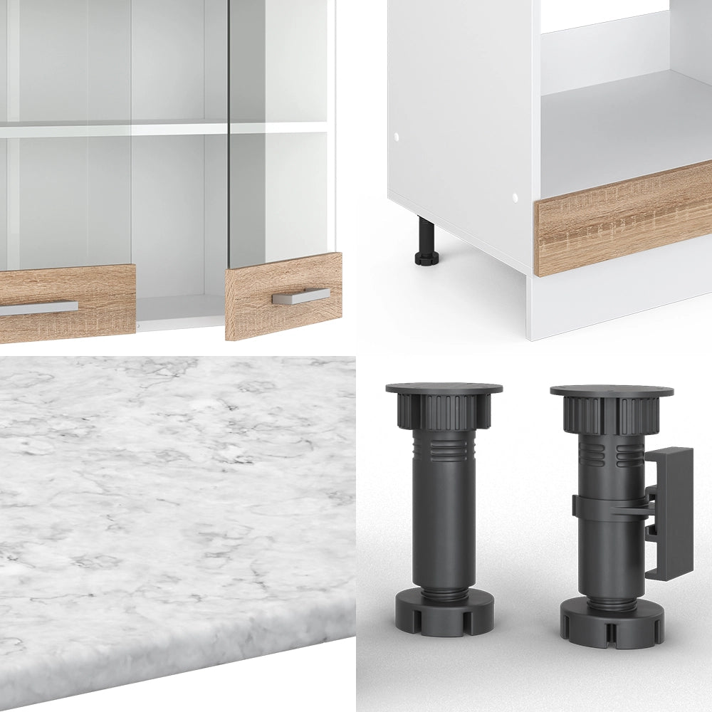 Cucina angolare completa R-Line Sonoma/Bianco 287 x 227 cm senza piano di lavoro Vicco
