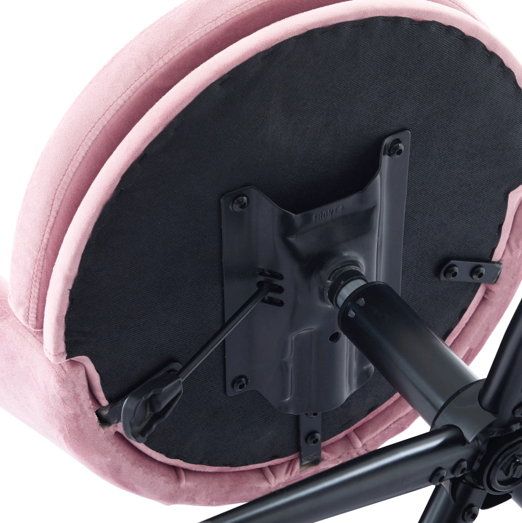 Sedia da scrivania girevole regolabile 55x62x73-83 cm in velluto rosa con cuscino lombare