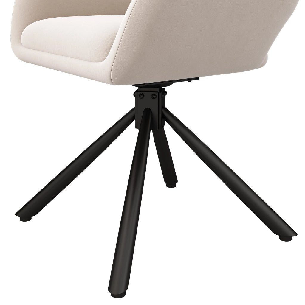 Set di 6 sedie da pranzo girevoli con braccioli in velluto beige e struttura in metallo