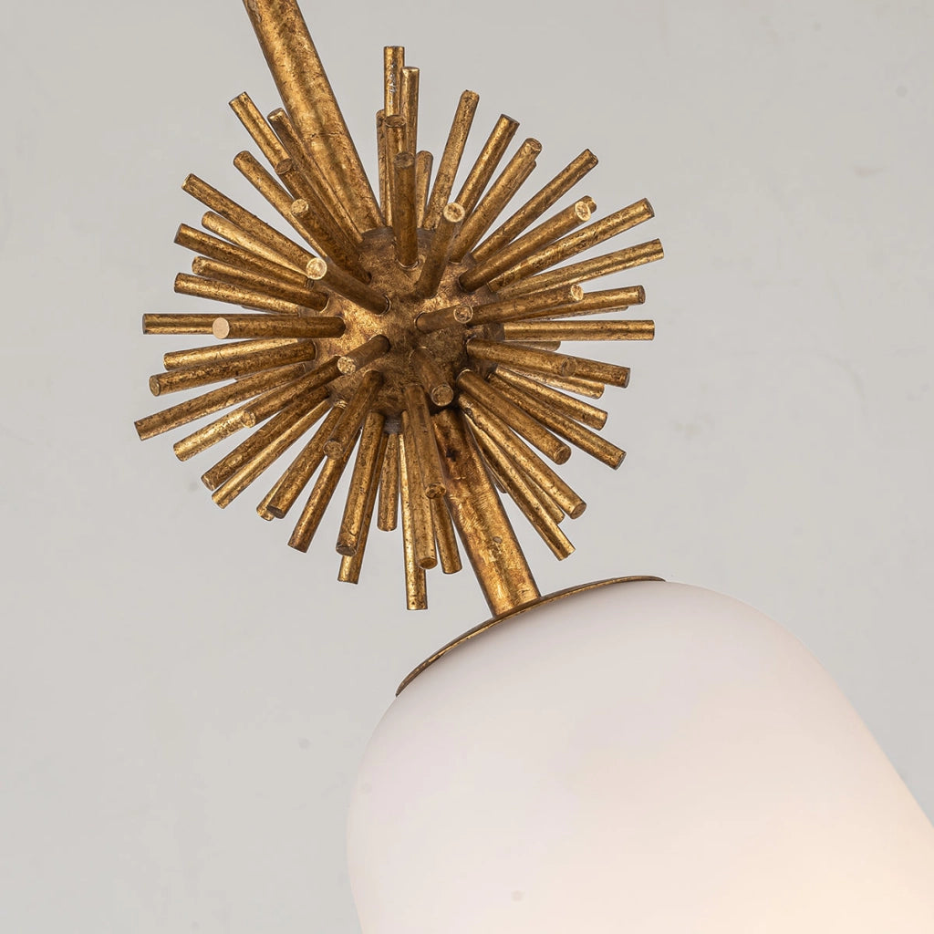 Lampada a sospensione ottone vetro opale E27 Elstead