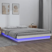 Giroletto LED-Struttura Letto con LED Bianco 140x190 cm in Legno Massello 807386