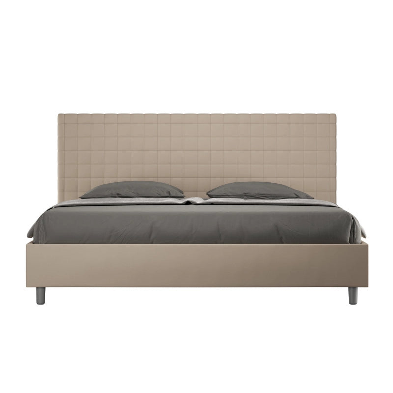 Letto imbottito Matrimoniale 190x190 cm Sunny - Similpelle,Senza rete,Tortora