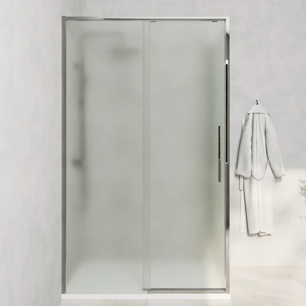 Box doccia angolare 130x80cm apertura scorrevole profili cromati vetro 6mm opaco anticalcare h195 | Canaria
