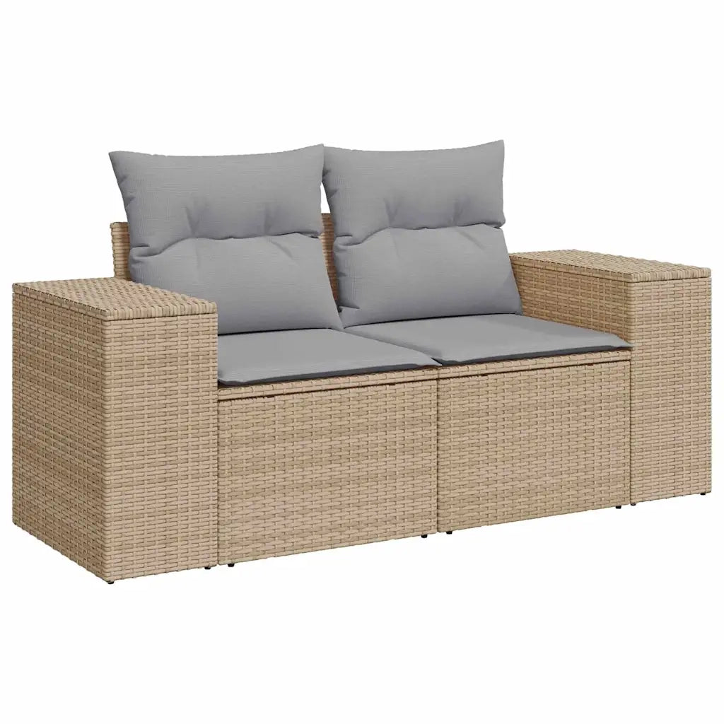 Set Divano da Giardino con cuscino 11 pcs Beige polyrattan