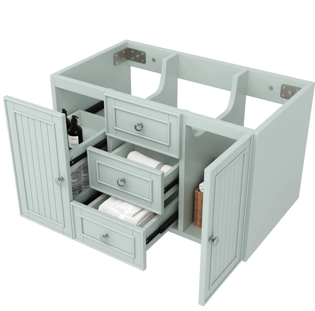 Mobile sottolavabo sospeso verde in MDF con cassetti e vano, 78,5 cm