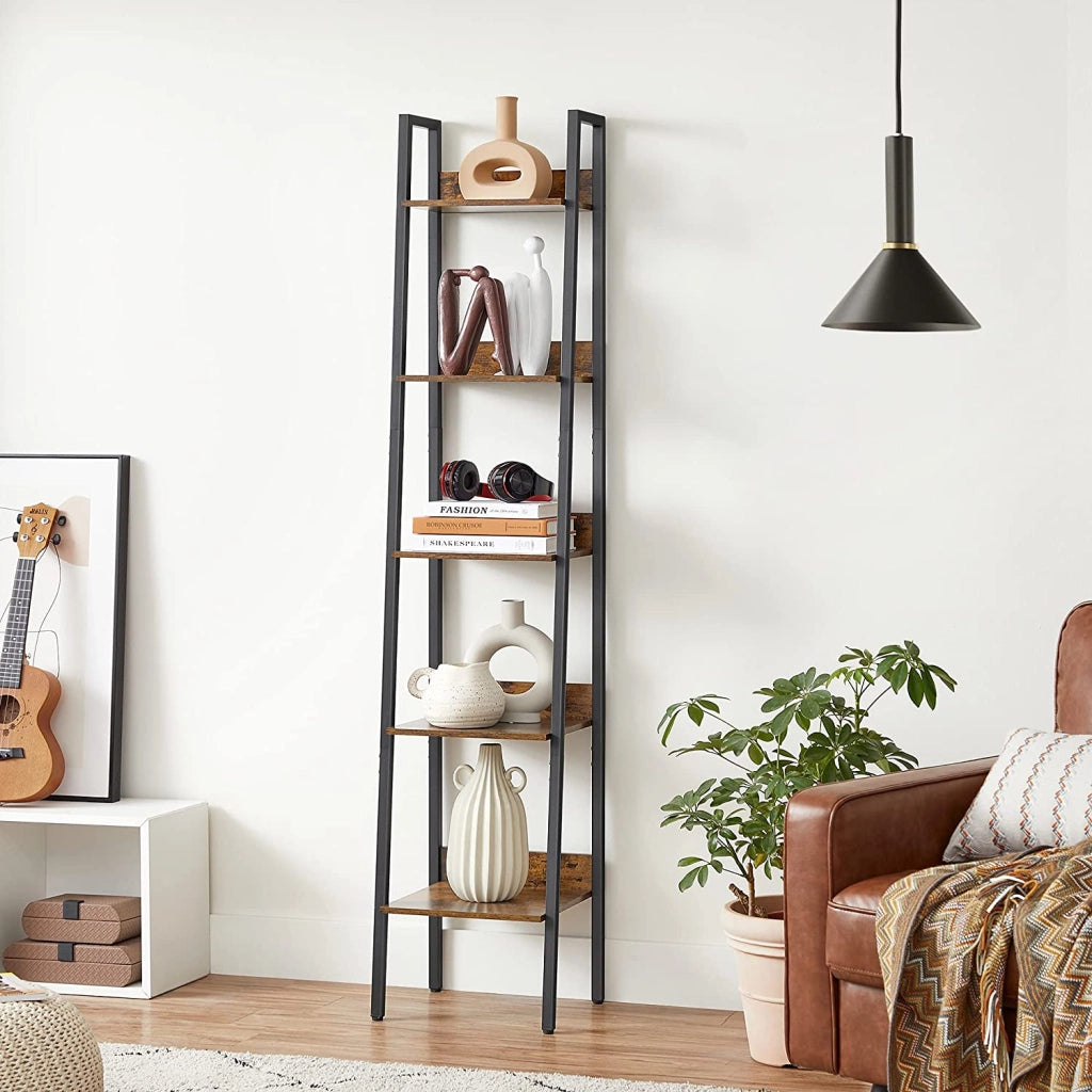 Libreria VALORA marrone rustico 5 ripiani stile loft LLS109B01V1