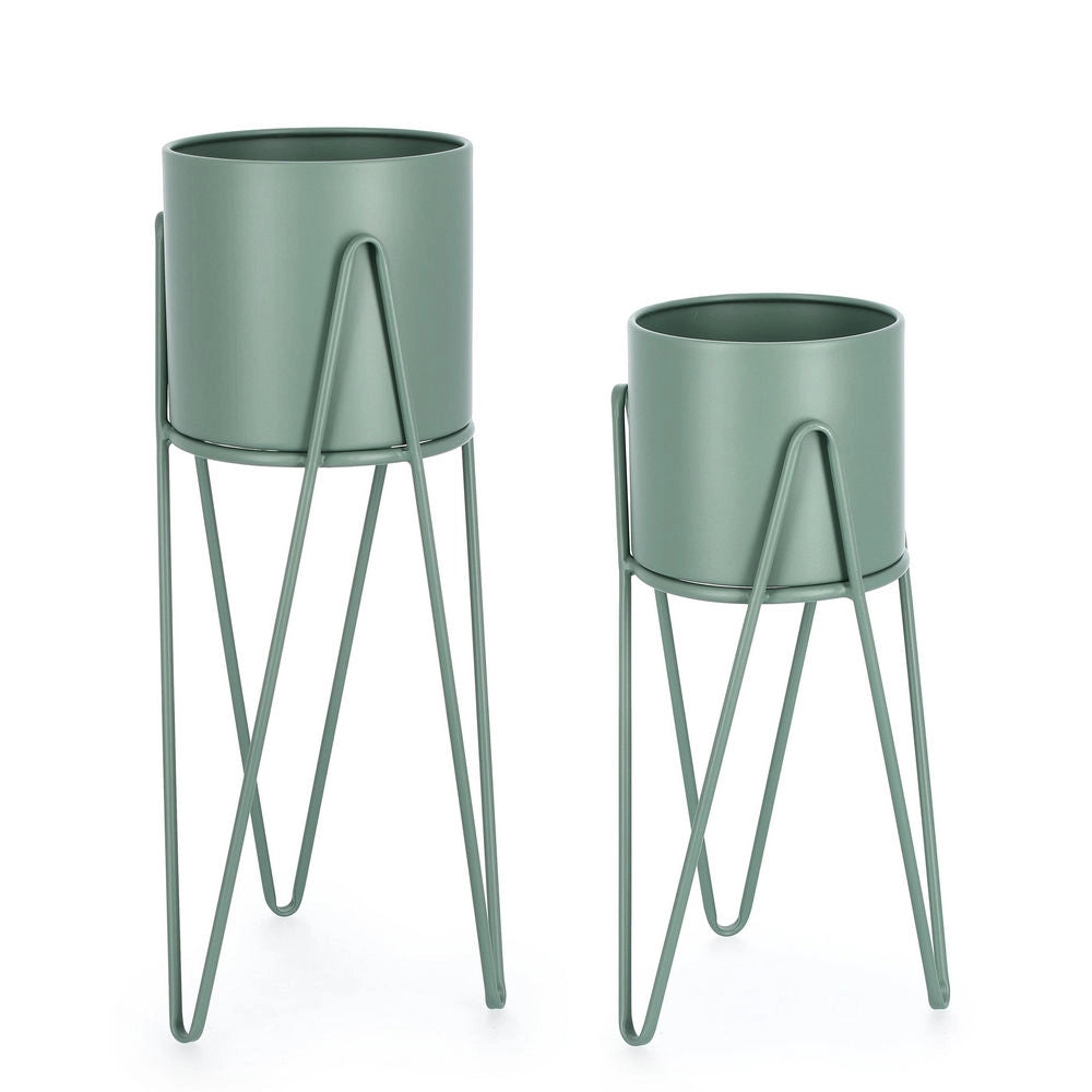 Porta Piante Madelyn Tondo Design in Acciaio Bizzotto Formato: Grande, Colore: Verde Salvia