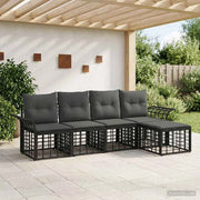 Set di divani da esterno 5 pz Nero e Grigio scuro Poliestere 3437679