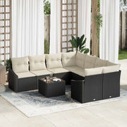 Set di divani con cuscino 9 pcs Nero e Crema polyrattan 3346657