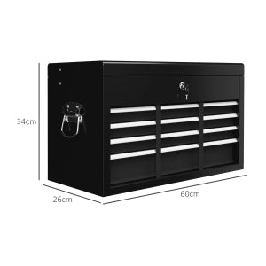 CASSETTA PORTA ATTREZZI con 6 cassetti, acciaio nero, 60 x 26 x 34 cm