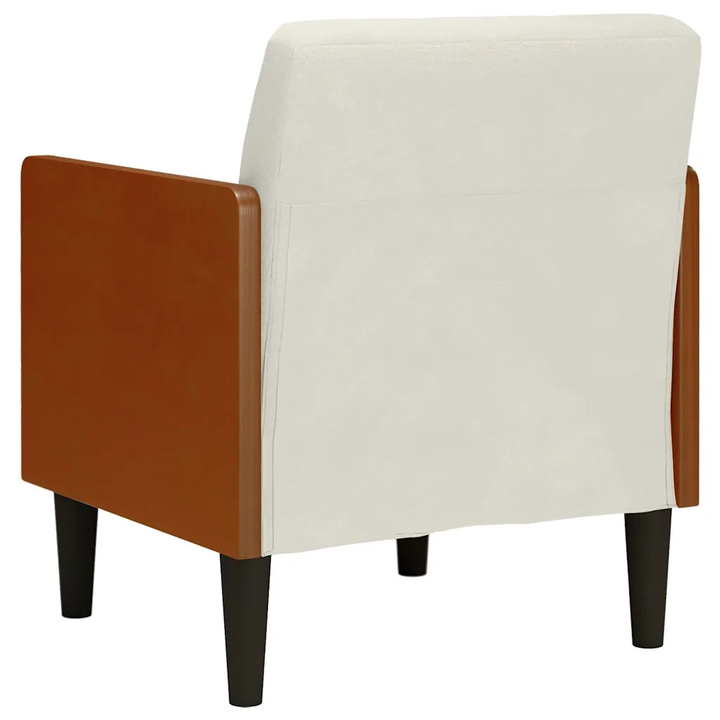 Divano Poltrona | Sedia con Braccioli Crema 55 cm in Velluto